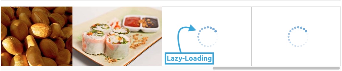 Beispiel des Lazy-Loading anhang einer vertikalen Scrollbar